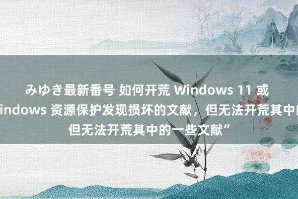 みゆき最新番号 如何开荒 Windows 11 或 10 上的“Windows 资源保护发现损坏的文献，但无法开荒其中的一些文献”