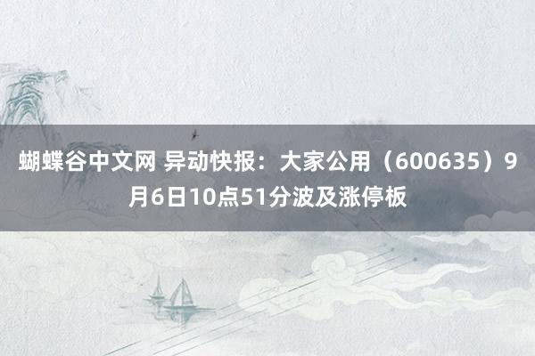 蝴蝶谷中文网 异动快报：大家公用（600635）9月6日10点51分波及涨停板