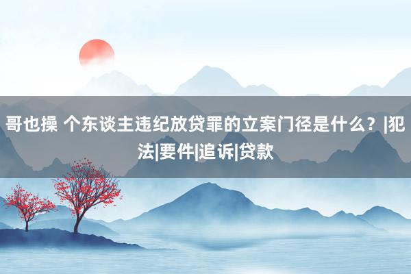 哥也操 个东谈主违纪放贷罪的立案门径是什么？|犯法|要件|追诉|贷款