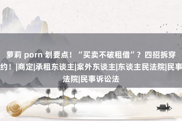 萝莉 porn 划要点！“买卖不破租借”？四招拆穿虚假租约！|商定|承租东谈主|案外东谈主|东谈主民法院|民事诉讼法